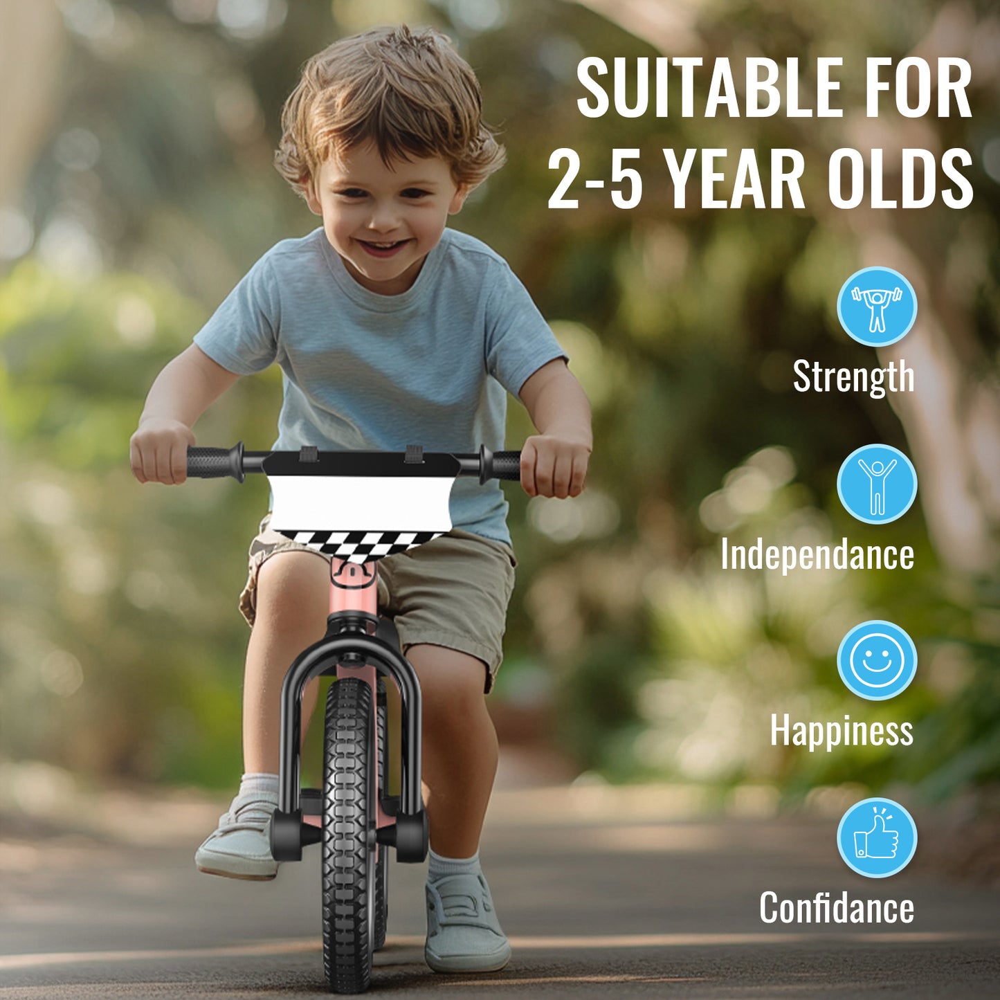SEREED Balance Bike, 2025 Upgrade Toddler Balance Bike for 2-5 Years Old Boys & Girls, No Pedal Kids Bicycle Toys, Tool-Free Adjustment, Customize Plate with Stickers,