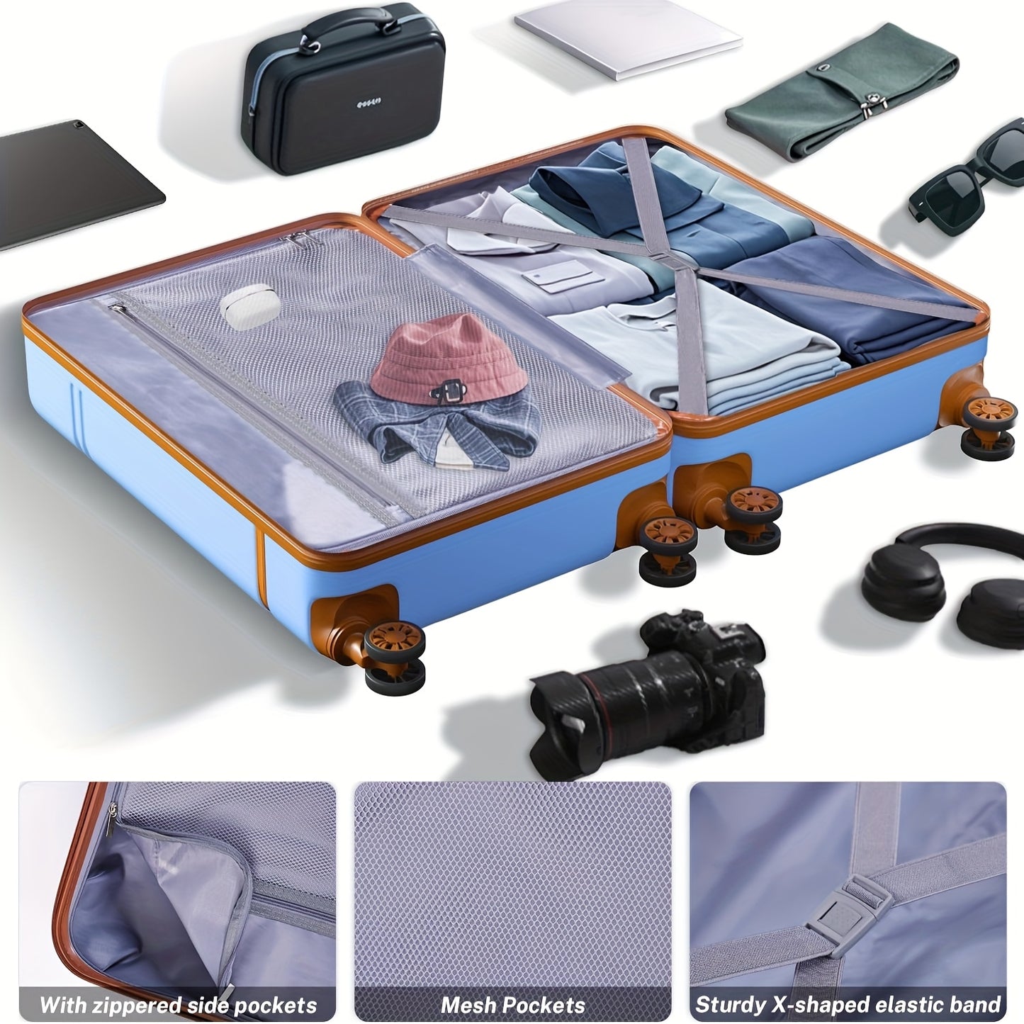 Set Valigie YSTYLE 5 Pezzi - Trolley ABS+PC con Ruote Silenziose e Lucchetto TSA