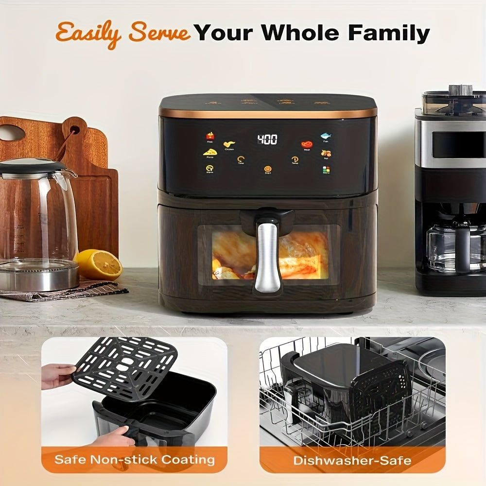 Friggitrice ad Aria Digitale 7-in-1 Kehot 10L con Finestra Visibile - 1400W, 90% Meno Olio, Timer 60 Min